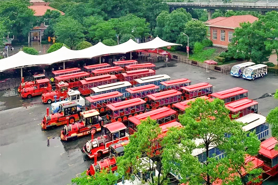 Trem de turismo elegante e sem trilhos de 24 lugares semifechado