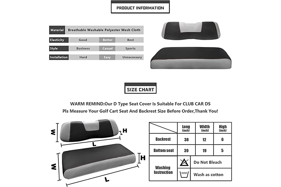 Capas de assento Dtype cinza e preto