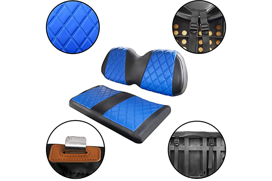 Capas para assento de carrinho de golfe Diamond Blue & Black