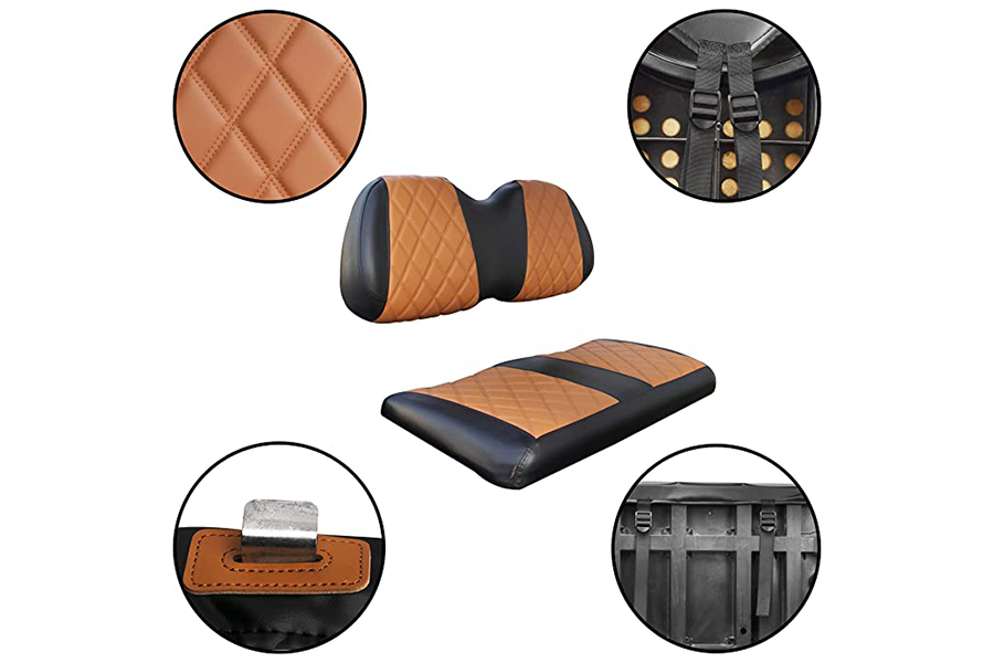 Capas para assento de carrinho de golfe Diamond Brown & Black