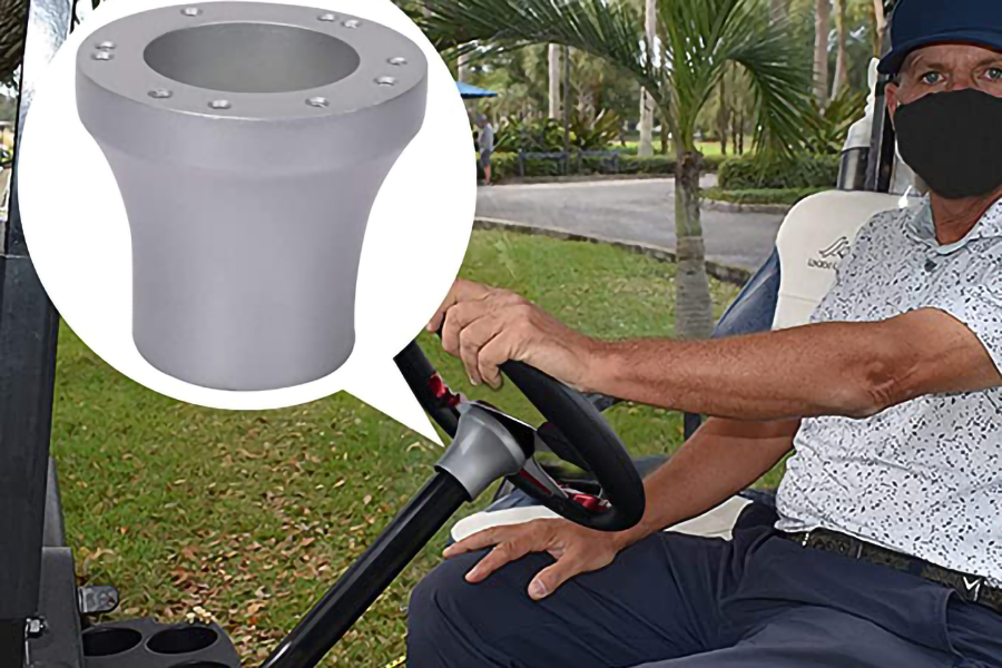 Volantes de carrinho de golfe e adaptador prateado